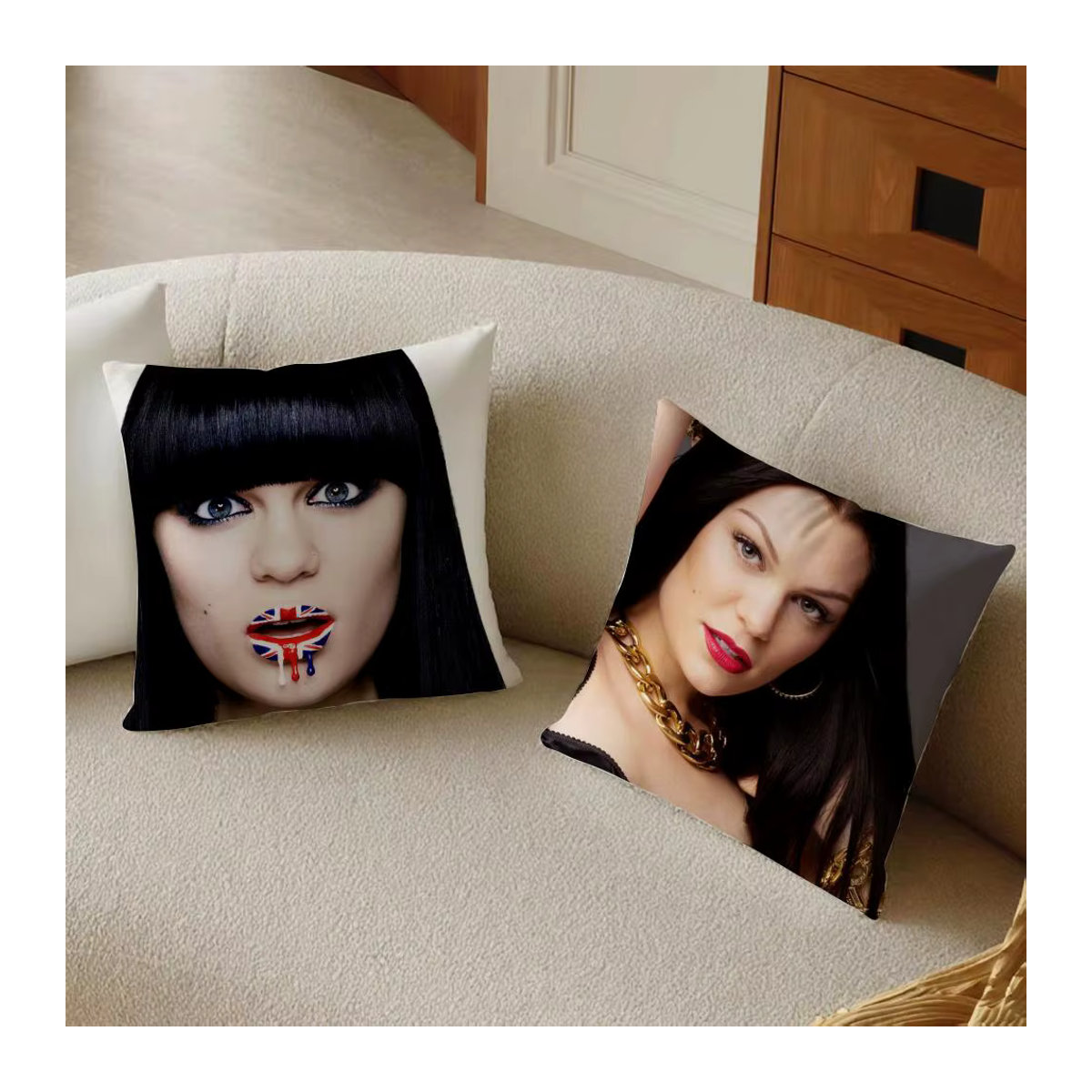 Singer J-Jessie J Kissenbezug gegen Hausstaubmilben in Schwarz und Mehrfarbig für Sofa und Wohnzimmer - Bild 4