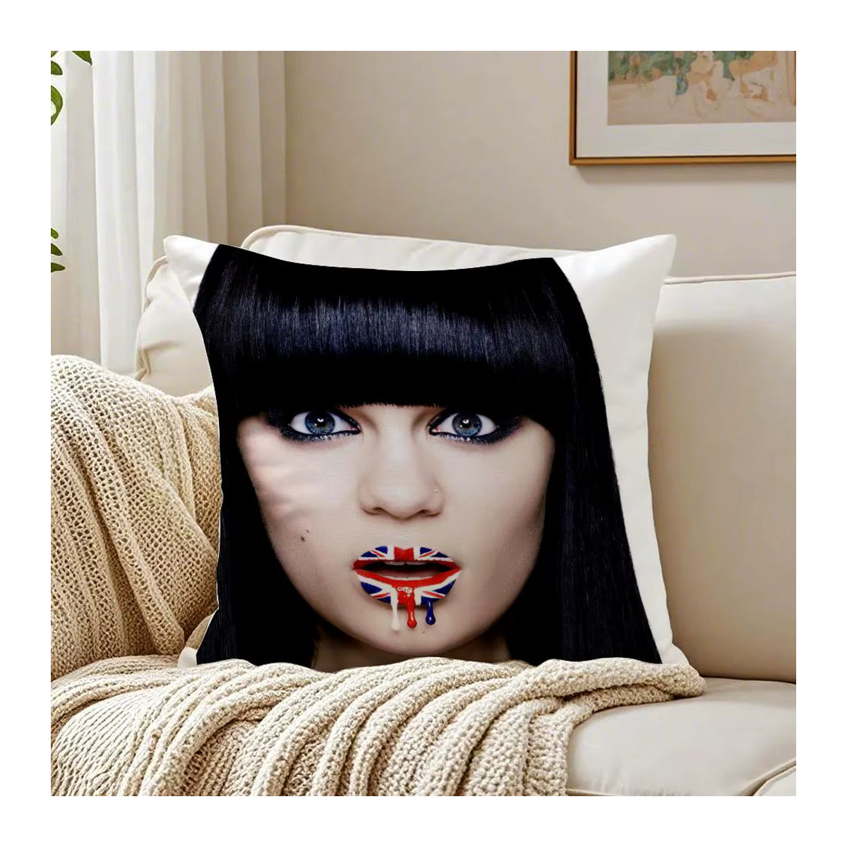 Singer J-Jessie J Kissenbezug gegen Hausstaubmilben in Schwarz und Mehrfarbig für Sofa und Wohnzimmer - Bild 5