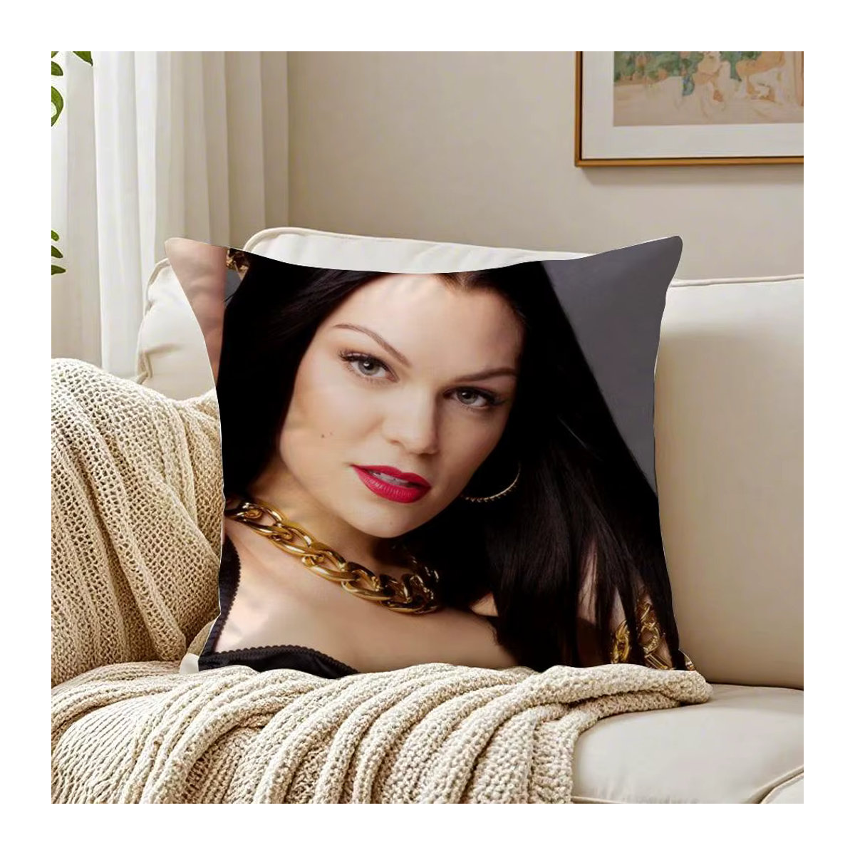 Singer J-Jessie J Kissenbezug gegen Hausstaubmilben in Schwarz und Mehrfarbig für Sofa und Wohnzimmer - Bild 6