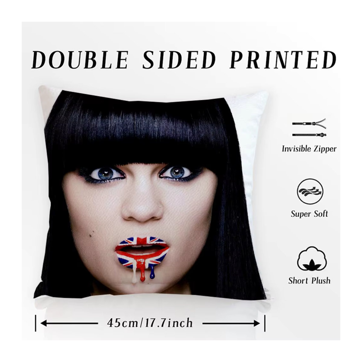 Singer J-Jessie J Kissenbezug gegen Hausstaubmilben in Schwarz und Mehrfarbig für Sofa und Wohnzimmer - Bild 7