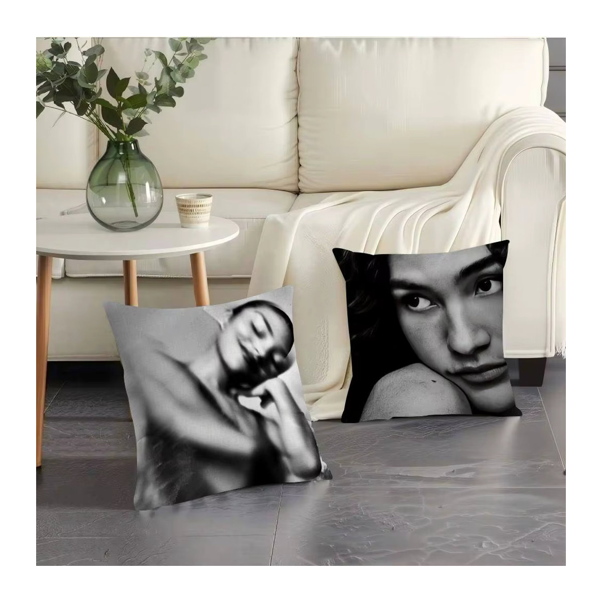 Singer Olivia Dean Kissenbezug im Farmhouse-Stil in Schwarz für deine Couch-Dekoration - Bild 3