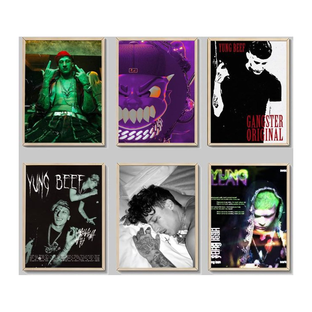 Singer Y-Yung Beef Selbstklebendes Kunstposter im Vintage-Stil, Mehrfarbiges Tier-Porträt als Wandkunst in HD-Qualität - Bild 1