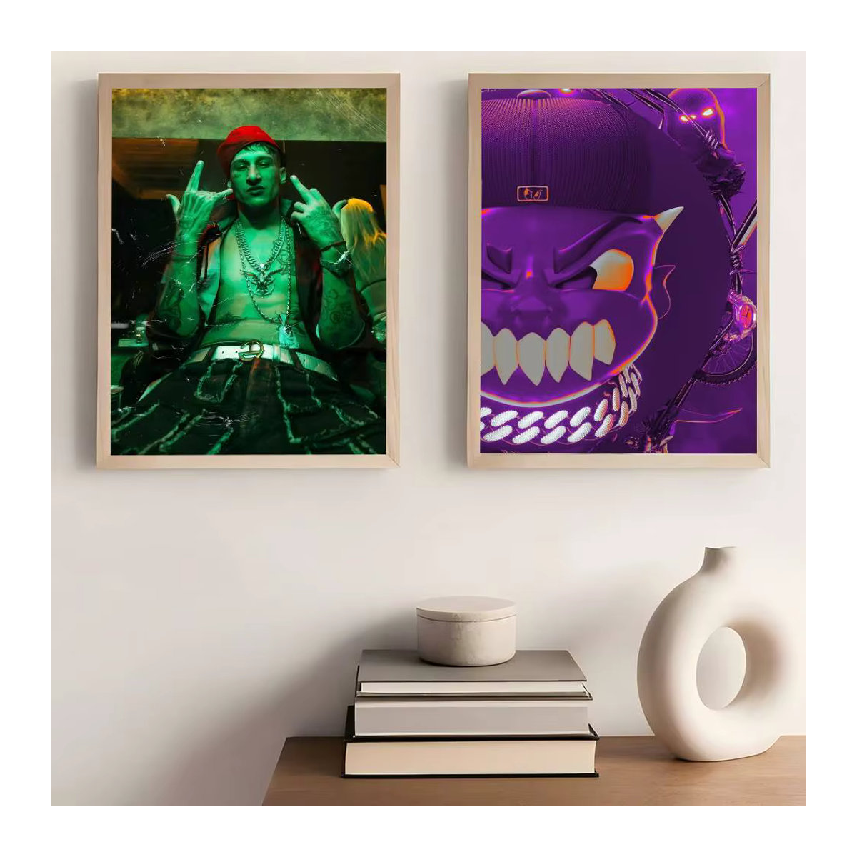 Singer Y-Yung Beef Selbstklebendes Kunstposter im Vintage-Stil, Mehrfarbiges Tier-Porträt als Wandkunst in HD-Qualität - Bild 3
