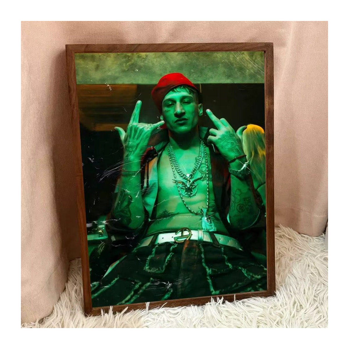 Singer Y-Yung Beef Selbstklebendes Kunstposter im Vintage-Stil, Mehrfarbiges Tier-Porträt als Wandkunst in HD-Qualität - Bild 5
