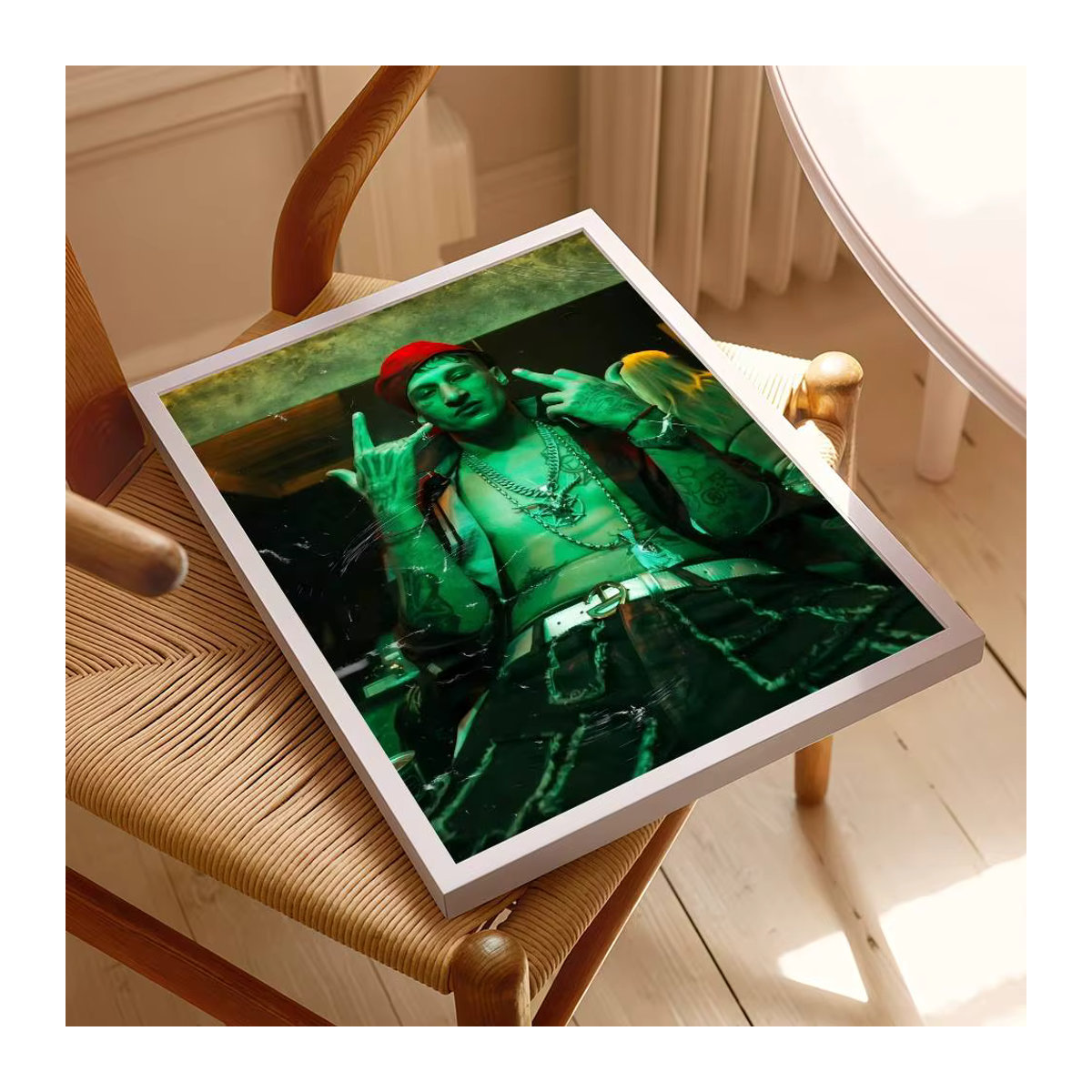 Singer Y-Yung Beef Selbstklebendes Kunstposter im Vintage-Stil, Mehrfarbiges Tier-Porträt als Wandkunst in HD-Qualität - Bild 6