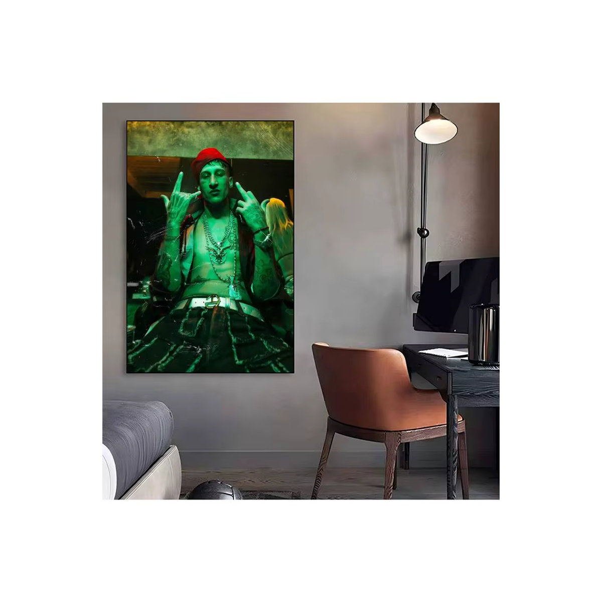 Singer Y-Yung Beef Selbstklebendes Kunstposter im Vintage-Stil, Mehrfarbiges Tier-Porträt als Wandkunst in HD-Qualität - Bild 7