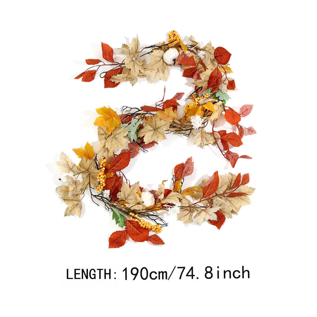 Sinsoledad Herbstgirlande mit künstlichen Ahornblättern und Kürbissen in Mehrfarbig, rustikale hängende Dekoration für Thanksgiving und Erntefest - Bild 6