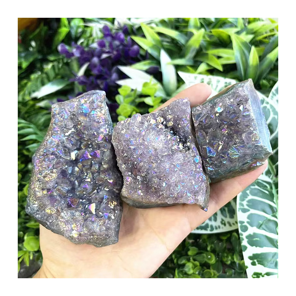 Sisterstone Amethyst Cluster Engel Aura Quarz Kristall Stein in Lila - Bild 4