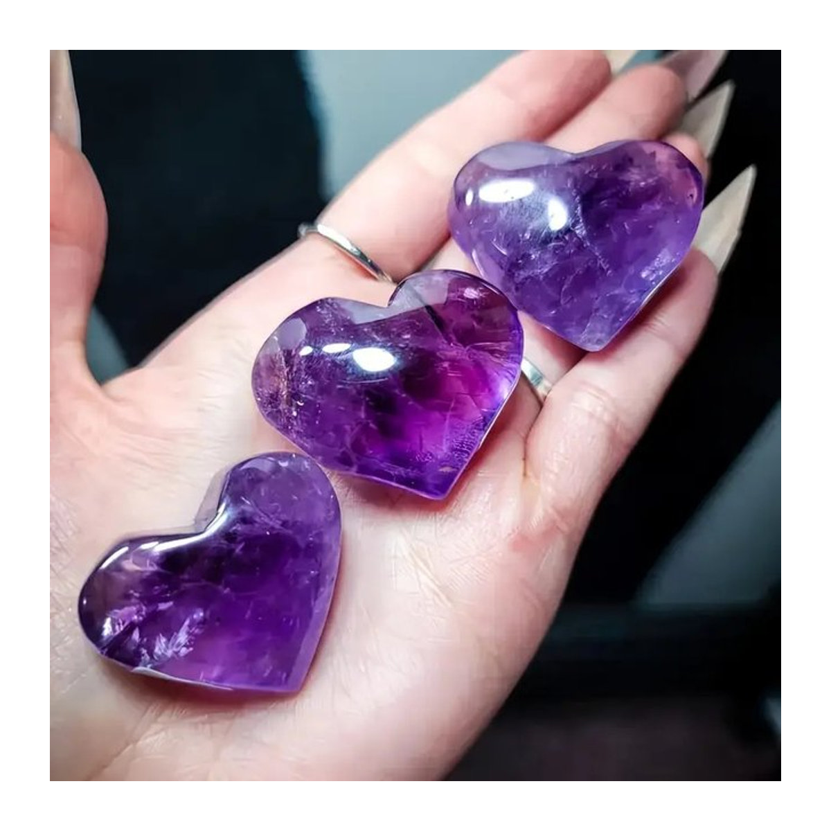 Sisterstone Amethyst Herz Kristallschnitzerei in Lila als dekorative Heimdekoration - Bild 1