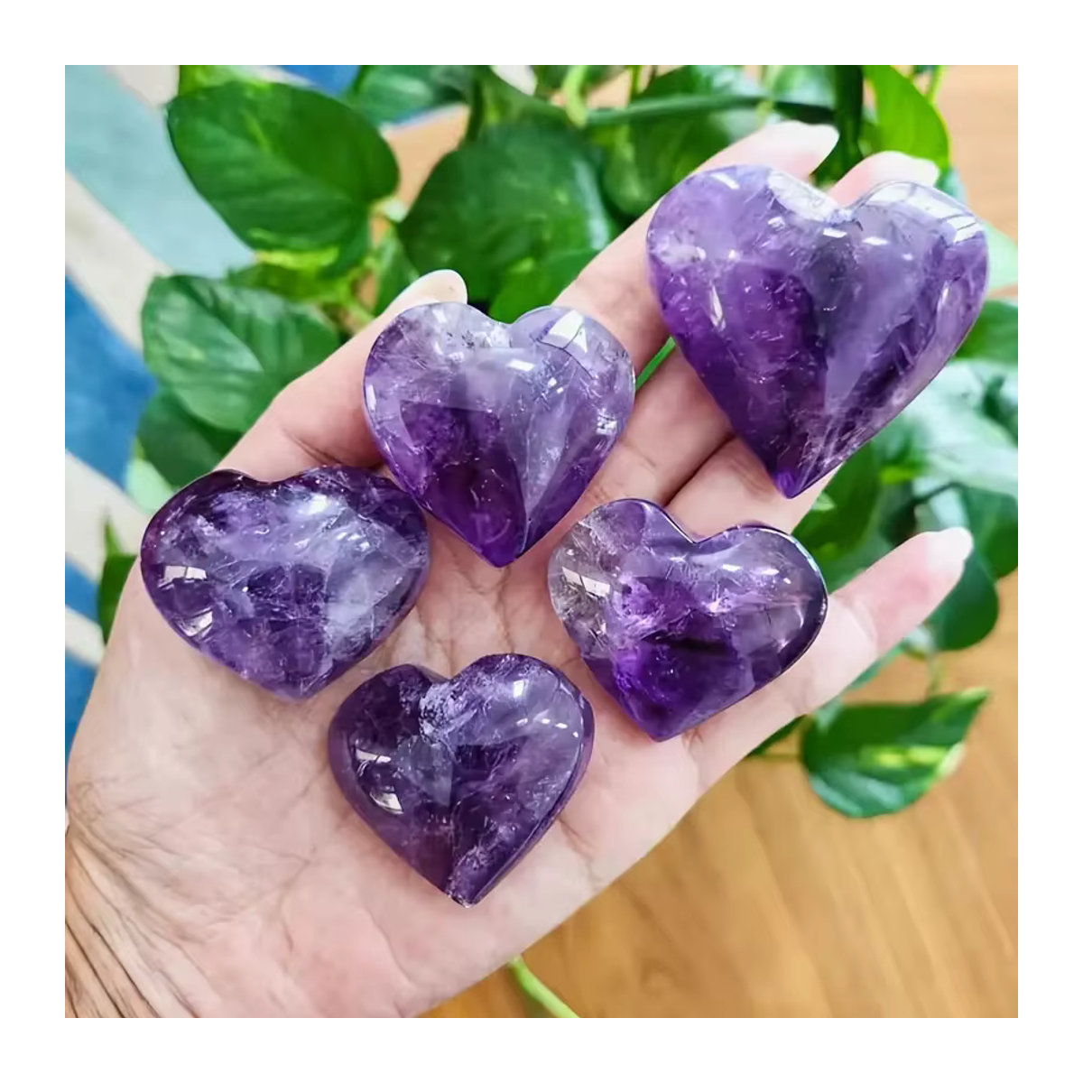 Sisterstone Amethyst Herz Kristallschnitzerei in Lila als dekorative Heimdekoration - Bild 3