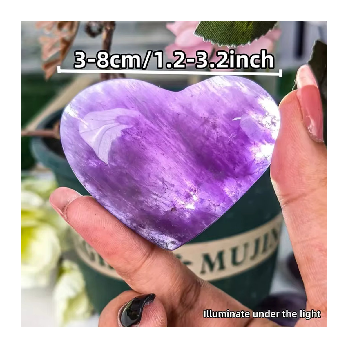 Sisterstone Amethyst Herz Kristallschnitzerei in Lila als dekorative Heimdekoration - Bild 4