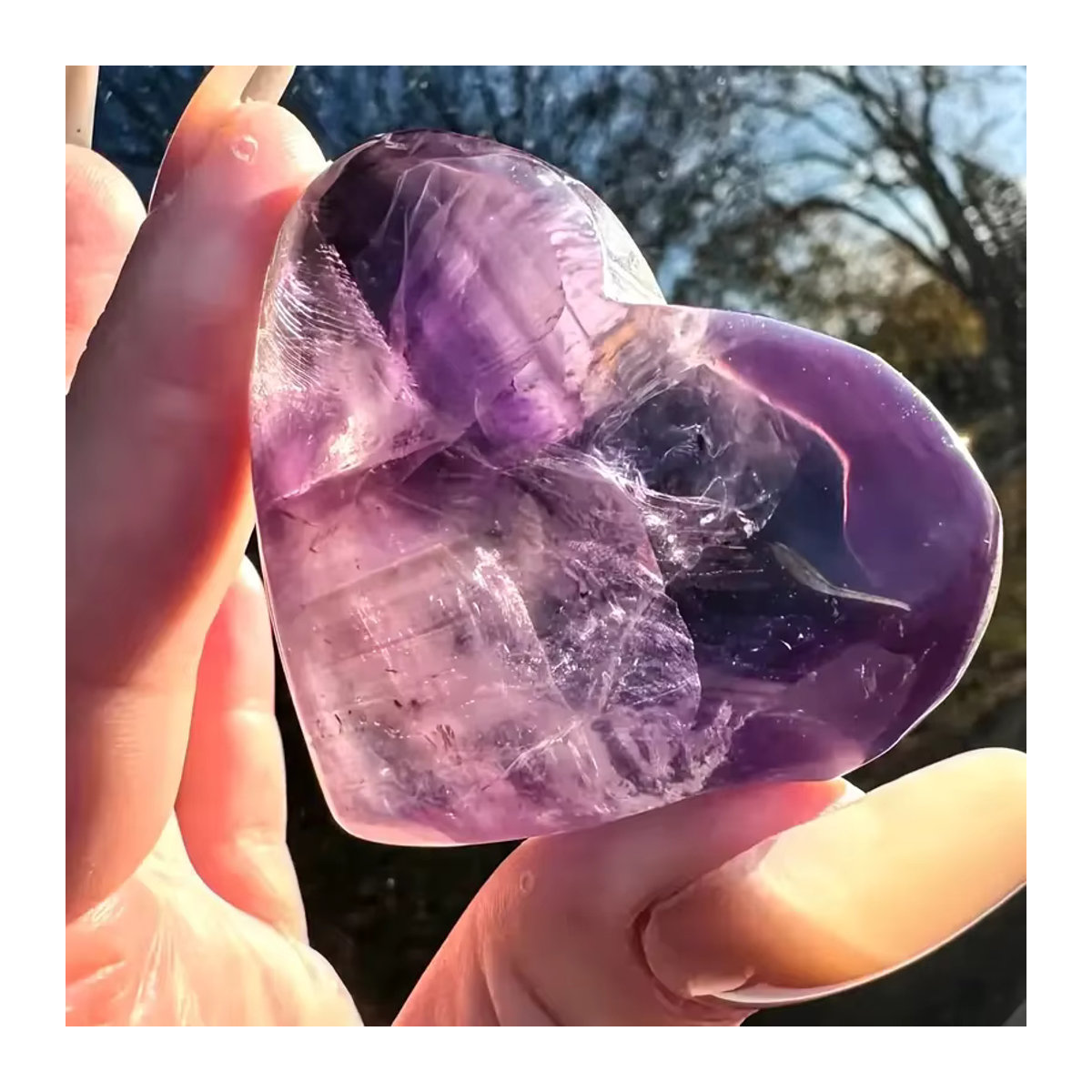 Sisterstone Amethyst Herz Kristallschnitzerei in Lila als dekorative Heimdekoration - Bild 6