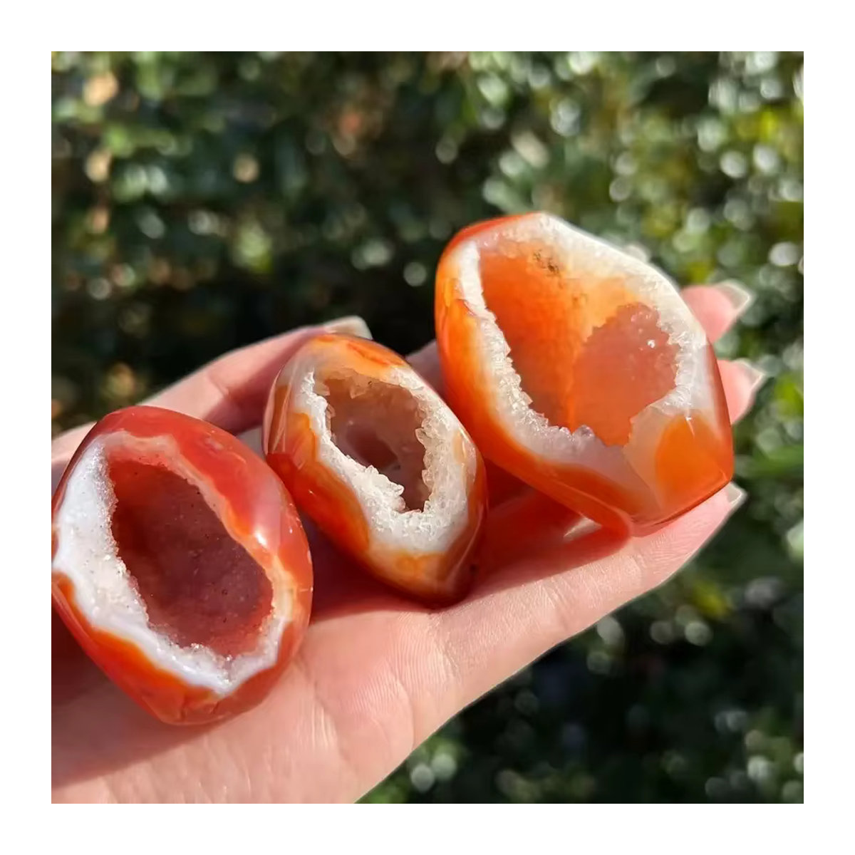 Sisterstone Rote Achat-Geode als natürlicher Kristallcluster für Heimdekoration und Schmuckherstellung - Bild 5