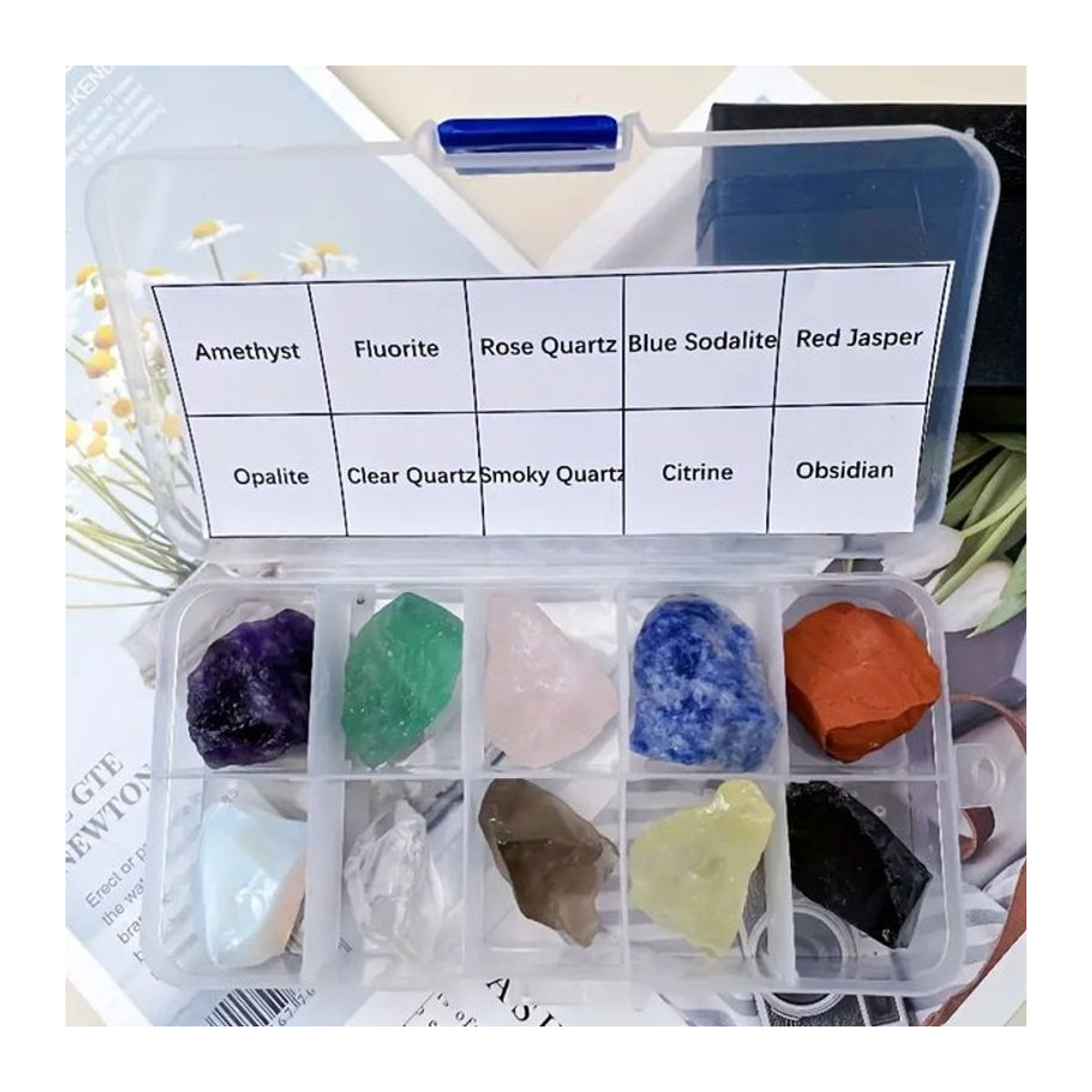 Sisterstone Set mit 10 natürlichen Rohkristallen und Edelstein-Mineralien in Mehrfarbig für Chakra-Steine und Dekoration Handwerk - Bild 1