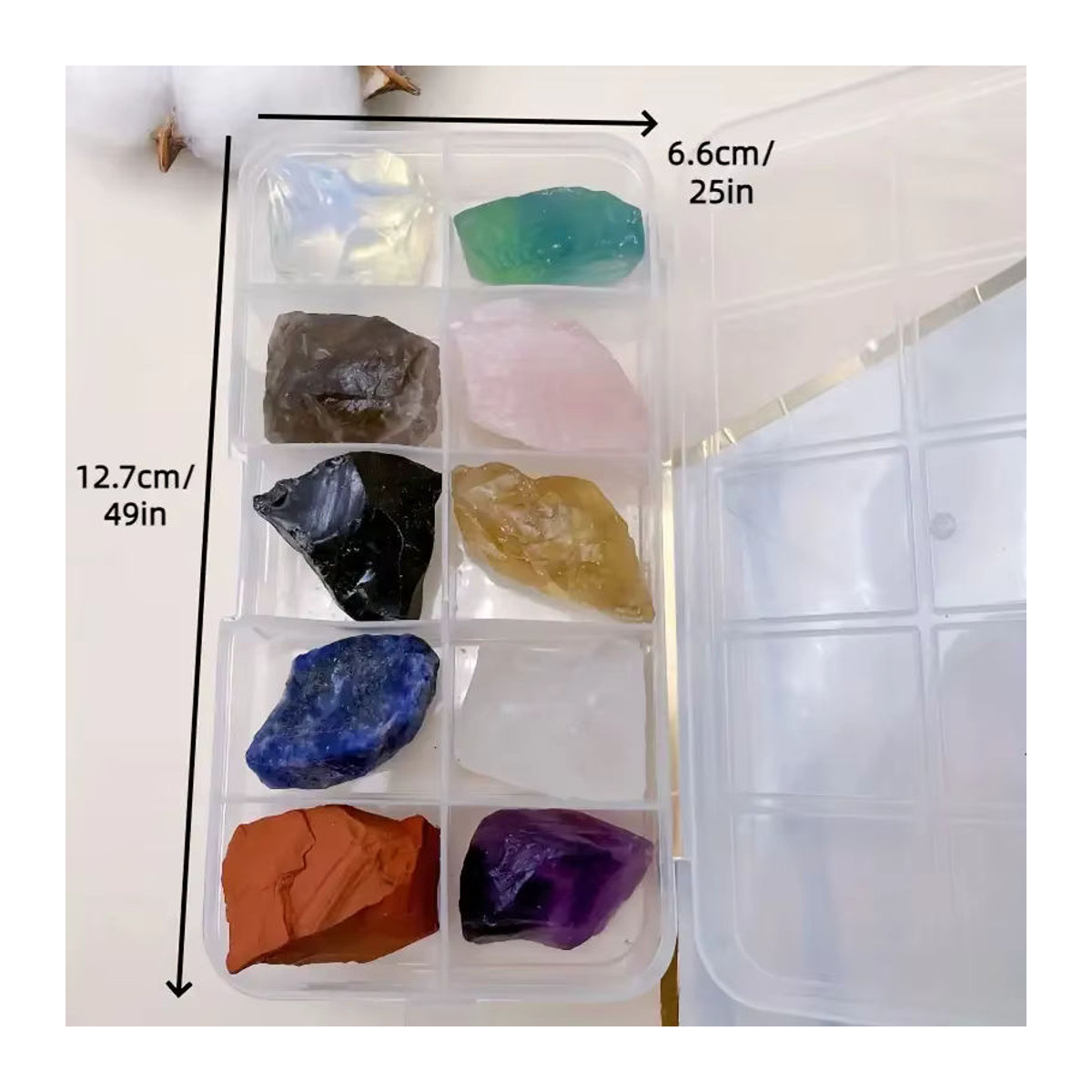 Sisterstone Set mit 10 natürlichen Rohkristallen und Edelstein-Mineralien in Mehrfarbig für Chakra-Steine und Dekoration Handwerk - Bild 3