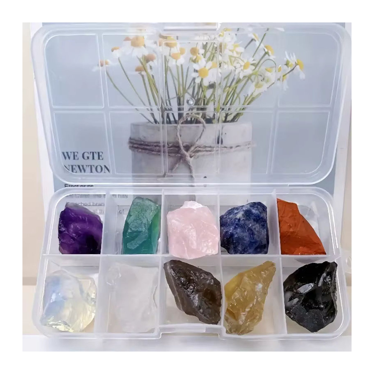 Sisterstone Set mit 10 natürlichen Rohkristallen und Edelstein-Mineralien in Mehrfarbig für Chakra-Steine und Dekoration Handwerk - Bild 4