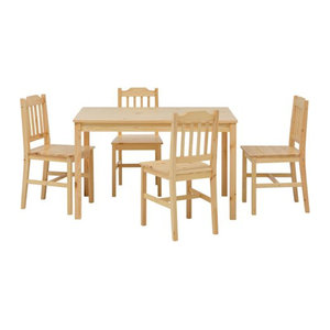 SIT Essgruppe aus Kiefernholz in Natur und Beige, klassisches Design