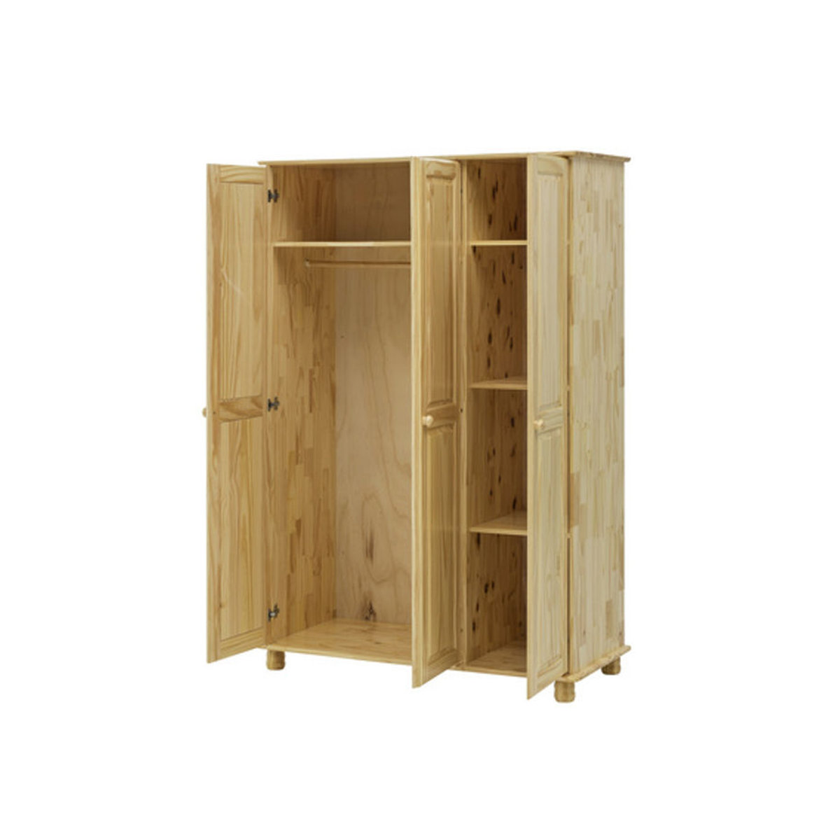 SIT Kleiderschrank aus Kiefernholz in Braun im Landhausstil mit Drehtüren, B/H/T: 120 x 178 x 52 cm - Bild 2