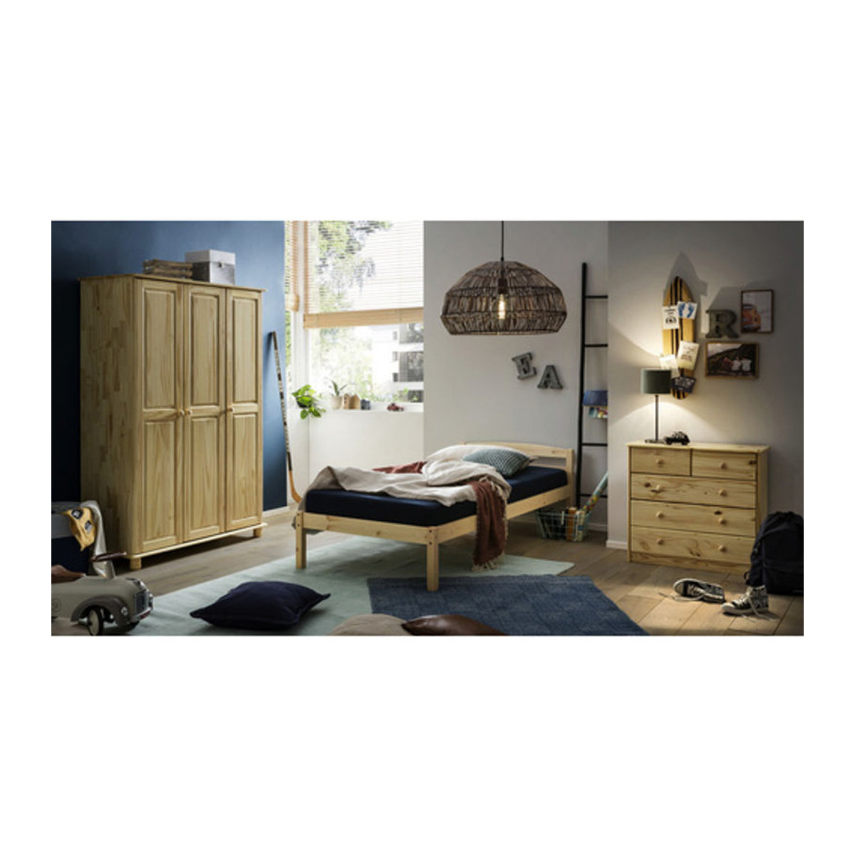 SIT Kleiderschrank aus Kiefernholz in Braun im Landhausstil mit Drehtüren, B/H/T: 120 x 178 x 52 cm - Bild 3