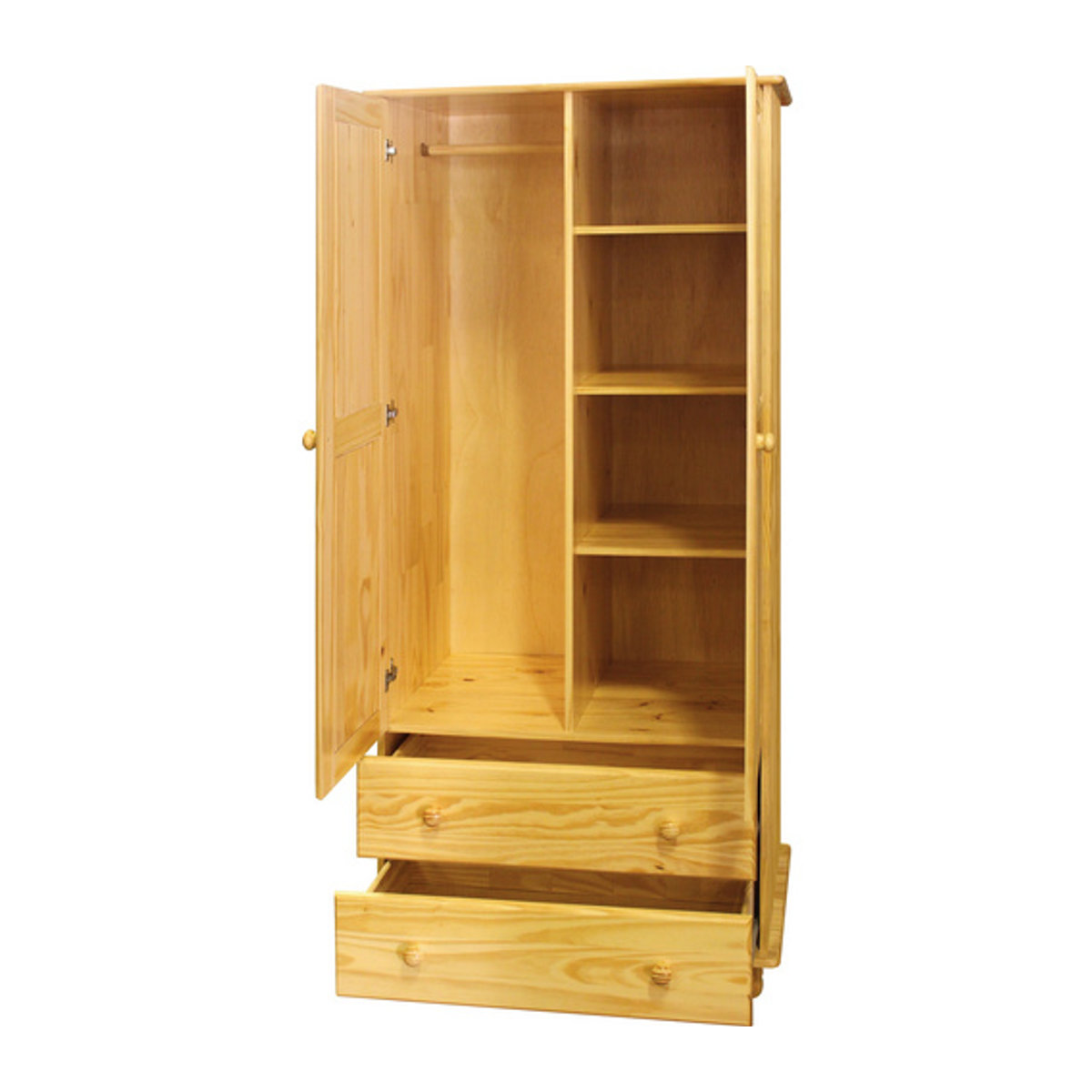 SIT Kleiderschrank aus Kiefernholz in Braun im Landhausstil mit Drehtüren, B/H/T: 82 x 177 x 52 cm - Bild 2