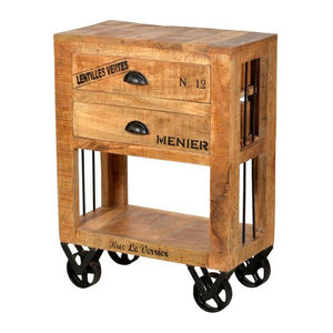 SIT Kommode RUSTIC aus Mangoholz und Metall im Industrial Design, Braun/Schwarz/Natur, B/T/H: 80 x 30 x 60 cm