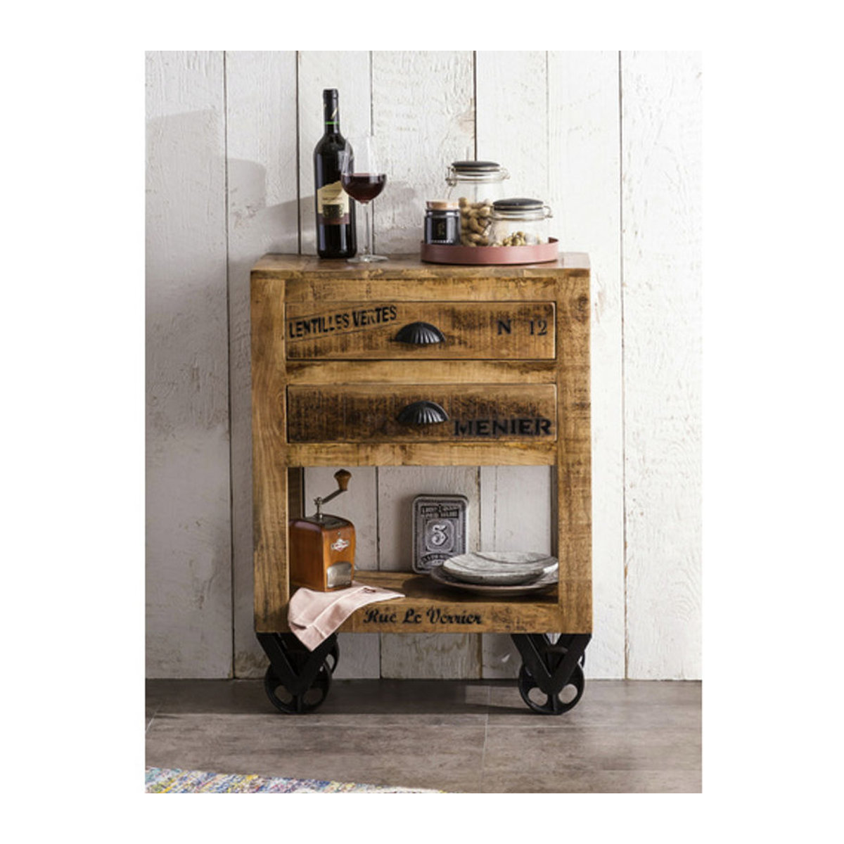 SIT Kommode RUSTIC aus Mangoholz und Metall im Industrial Design, Braun/Schwarz/Natur, B/T/H: 80 x 30 x 60 cm - Bild 5