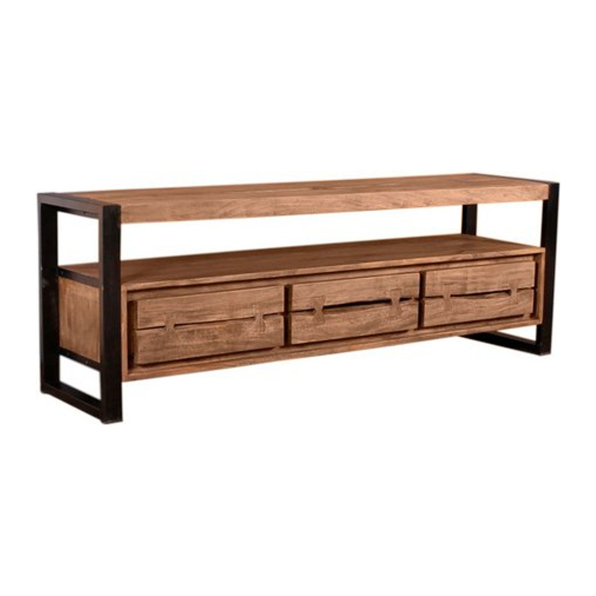 SIT Lowboard NATURAL EDGE im Industrial Design aus Akazienholz und Metall, Braun/Schwarz/Natur, B: 160 cm, H: 55 cm, T: 40 cm - Bild 1