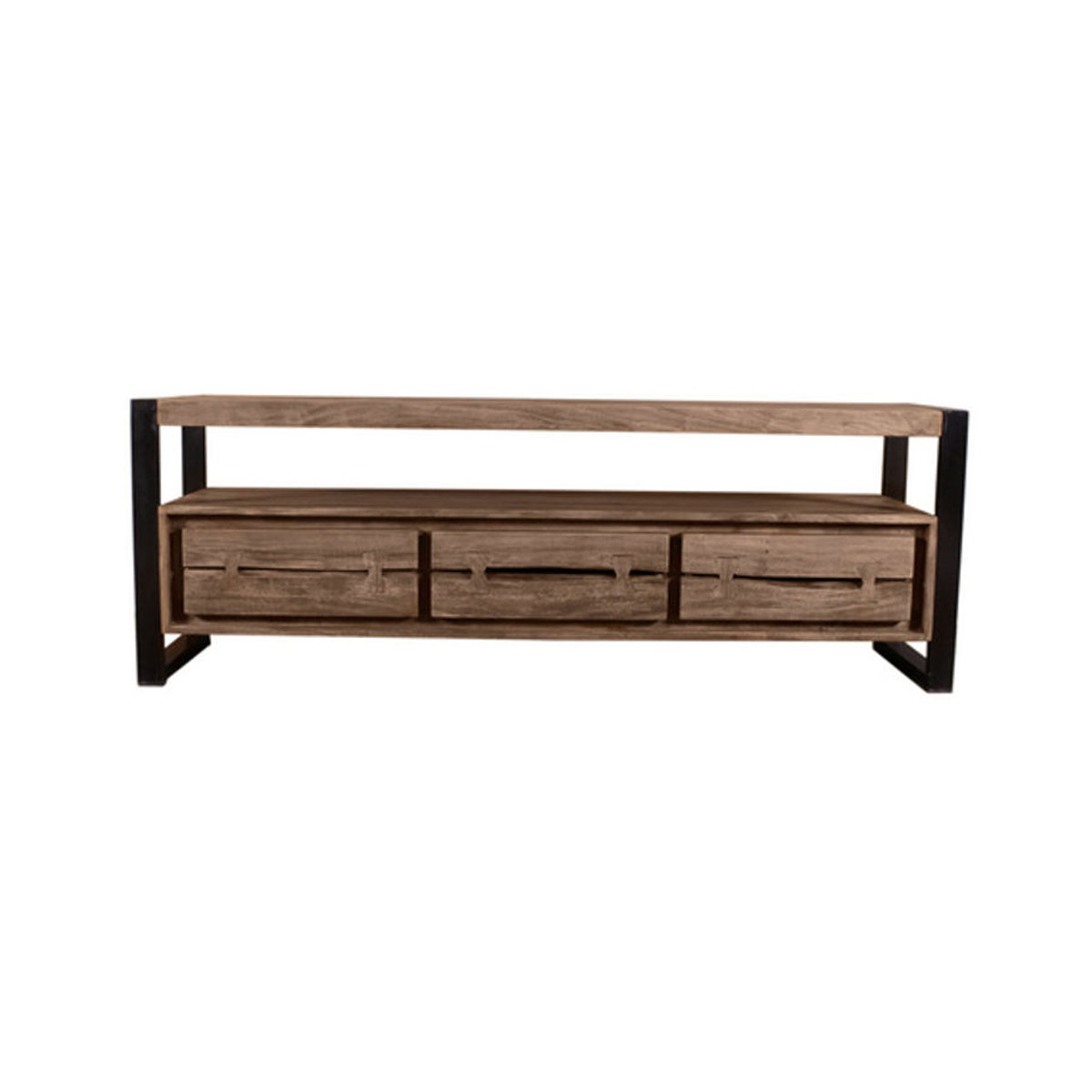 SIT Lowboard NATURAL EDGE im Industrial Design aus Akazienholz und Metall, Braun/Schwarz/Natur, B: 160 cm, H: 55 cm, T: 40 cm - Bild 2