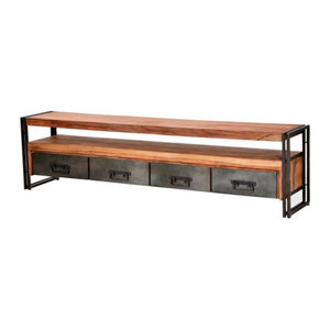 SIT Lowboard PANAMA im Industrial Design aus Akazienholz und Metall, Braun, B/T/H: 200 x 40 x 55 cm