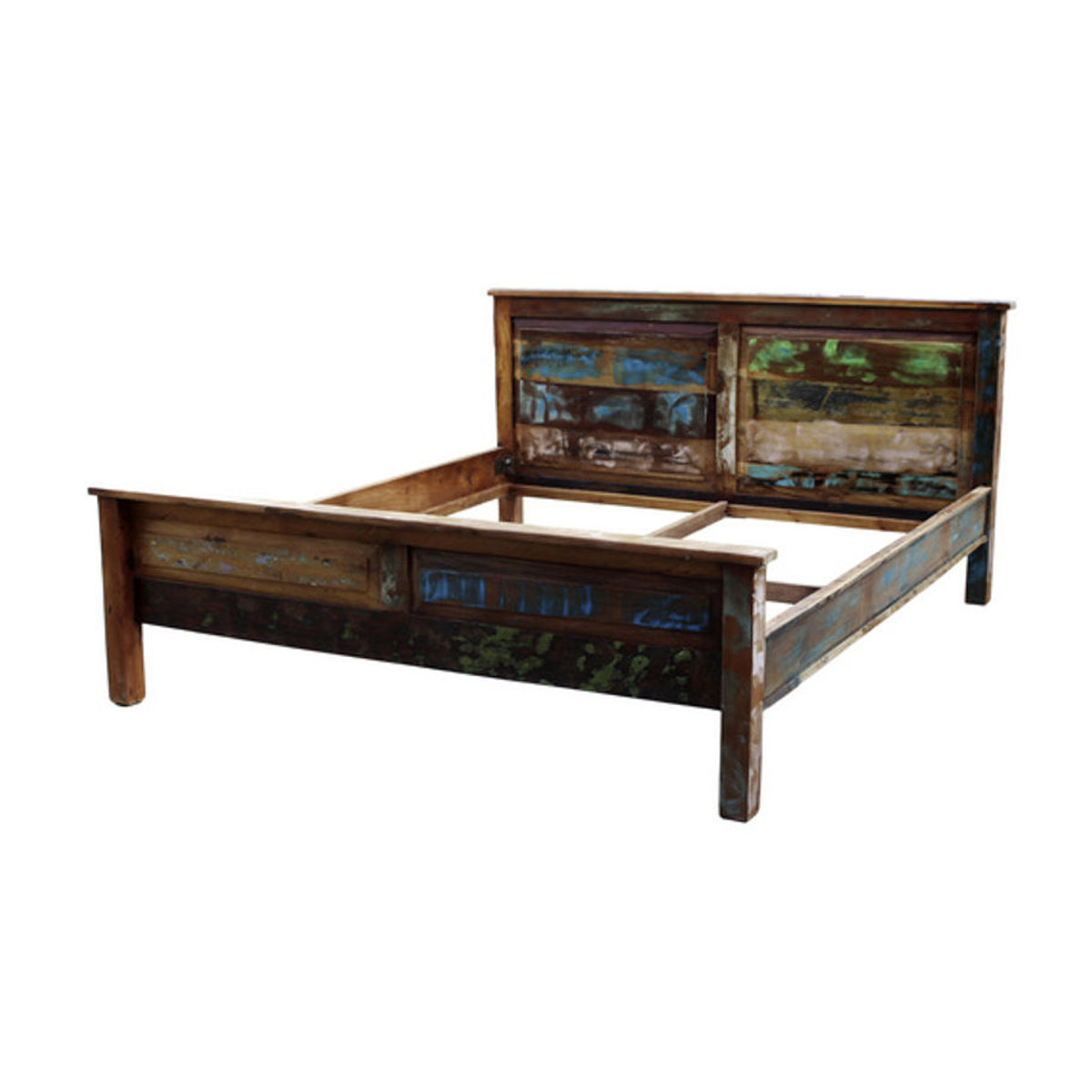 SIT Massivholzbett Riverboat aus Altholz in Bunt, B/L: 190 x 220 cm - Bild 4