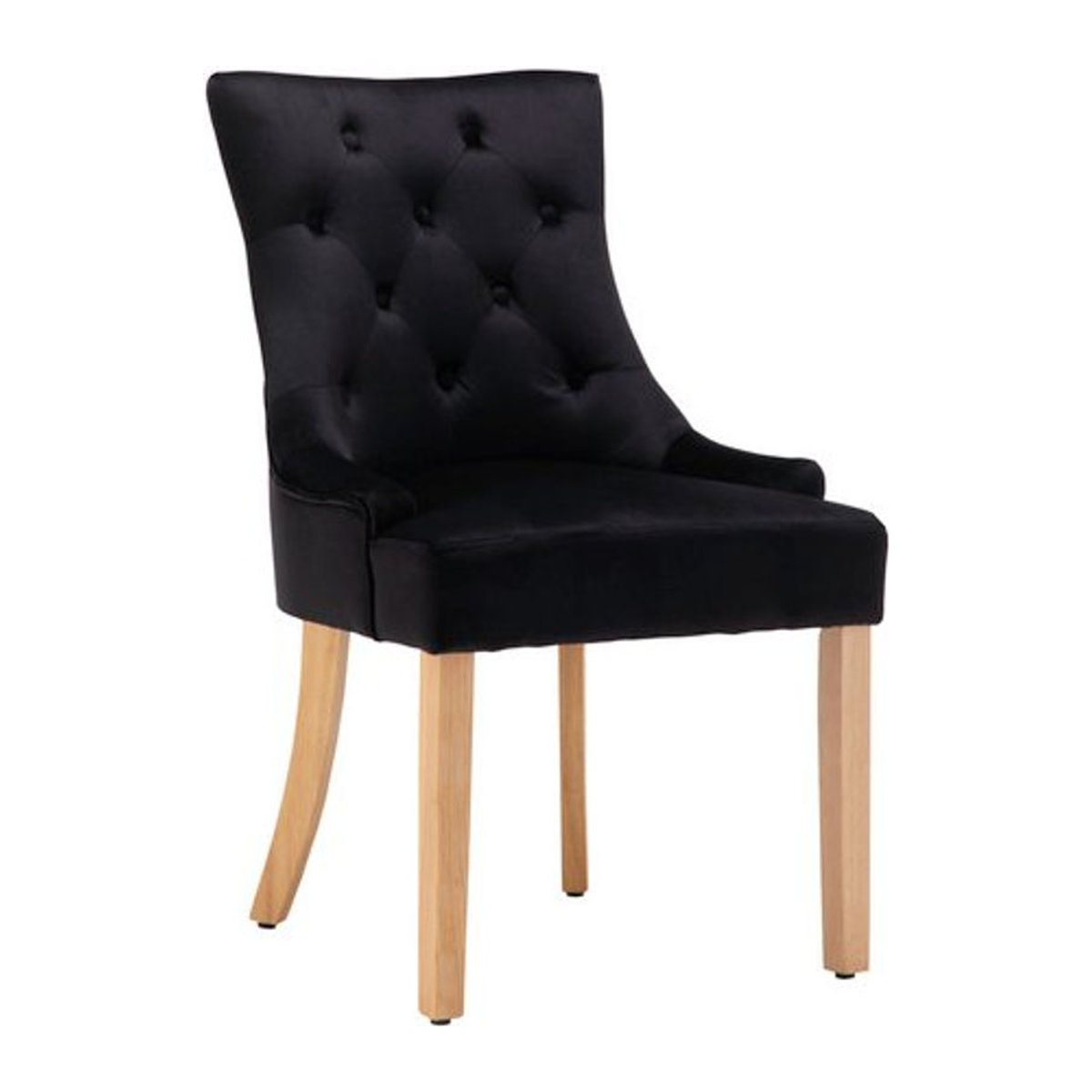 SIT Polsterstuhl aus Samt und Holz in Schwarz und Natur, B: 56 cm, H: 91 cm - Bild 1