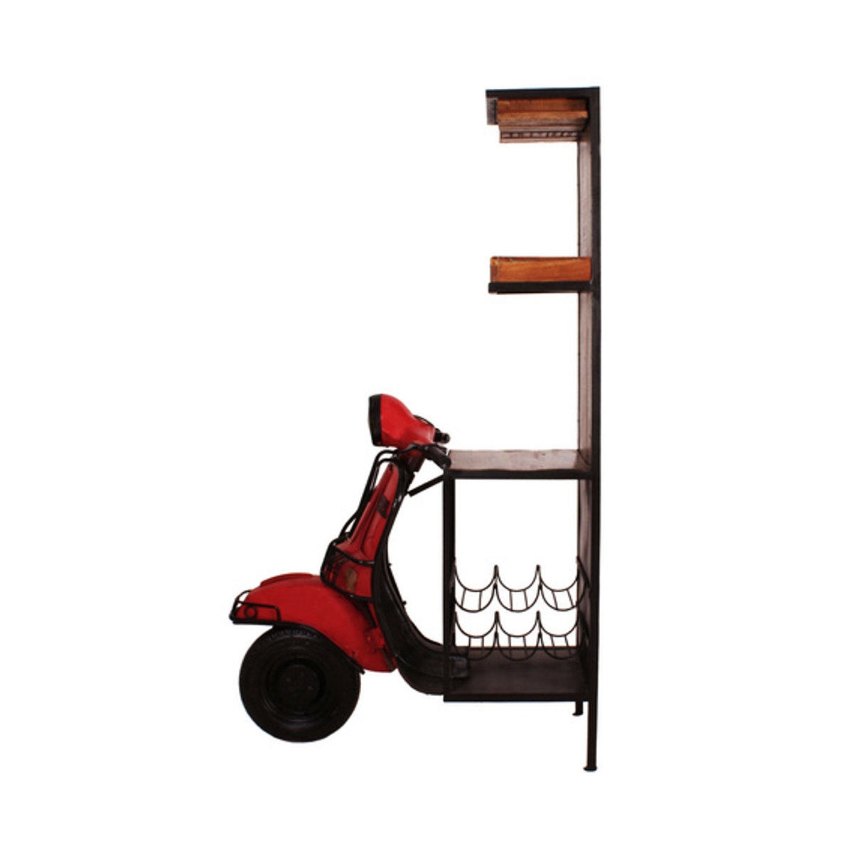 SIT Schrank THIS & THAT im Industrial Design aus Metall und Altholz in Bunt und Rot, H: 190 cm, B: 50 cm, T: 46 cm - Bild 3