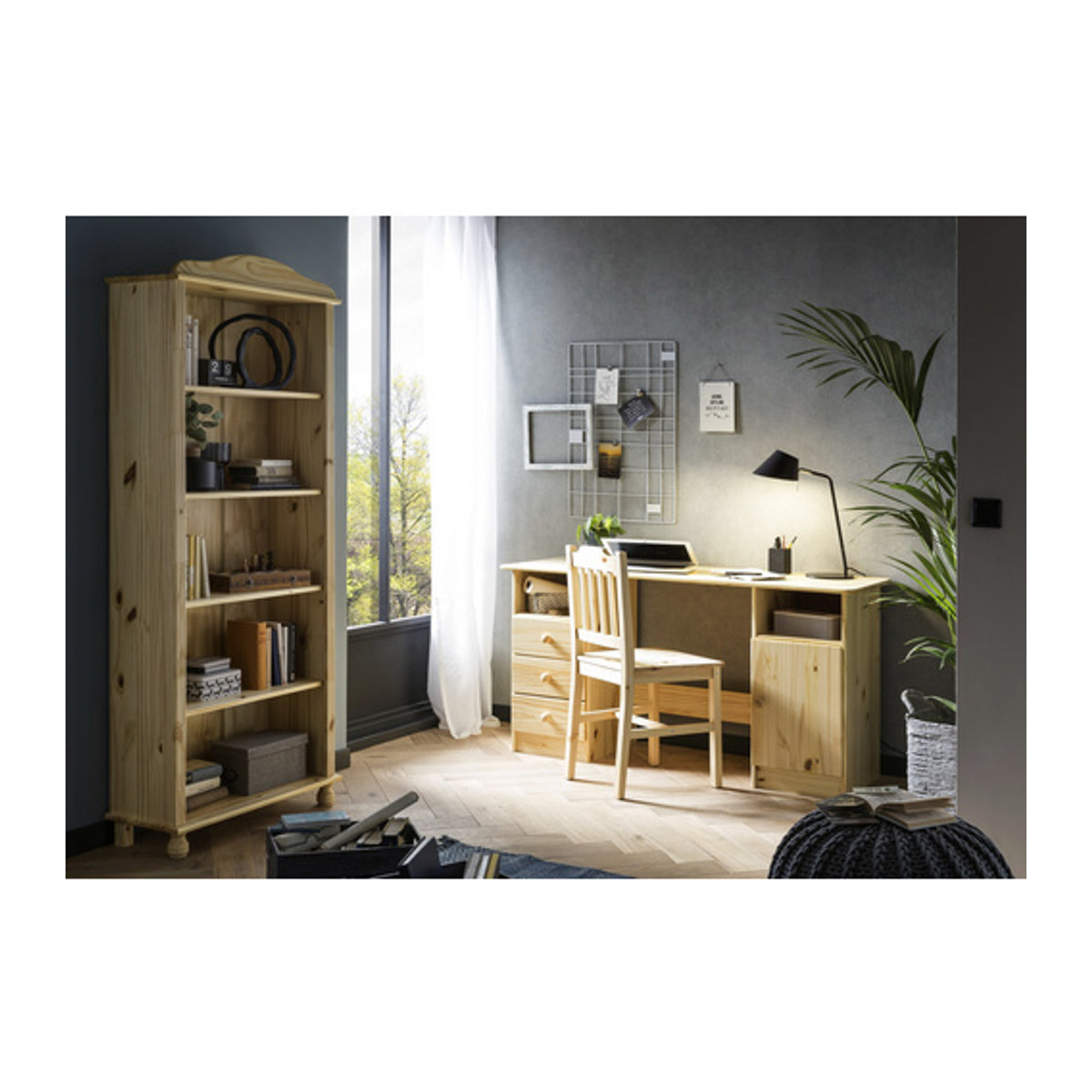 SIT Schreibtisch aus Kiefernholz in Natur und Beige im skandinavischen Design, B: 144 cm, T: 73 cm, H: 54 cm - Bild 3