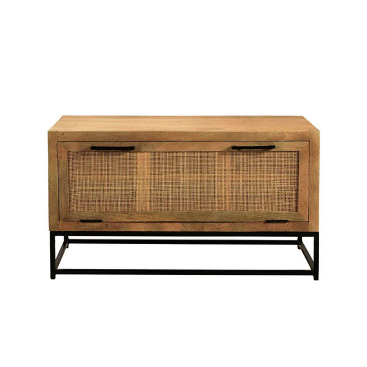 SIT Schuhschrank CANE in Braun aus Mangoholz, Rattan und Metall, 1-türig, B: 84,5 cm, H: 48 cm, T: 40 cm - Bild 1