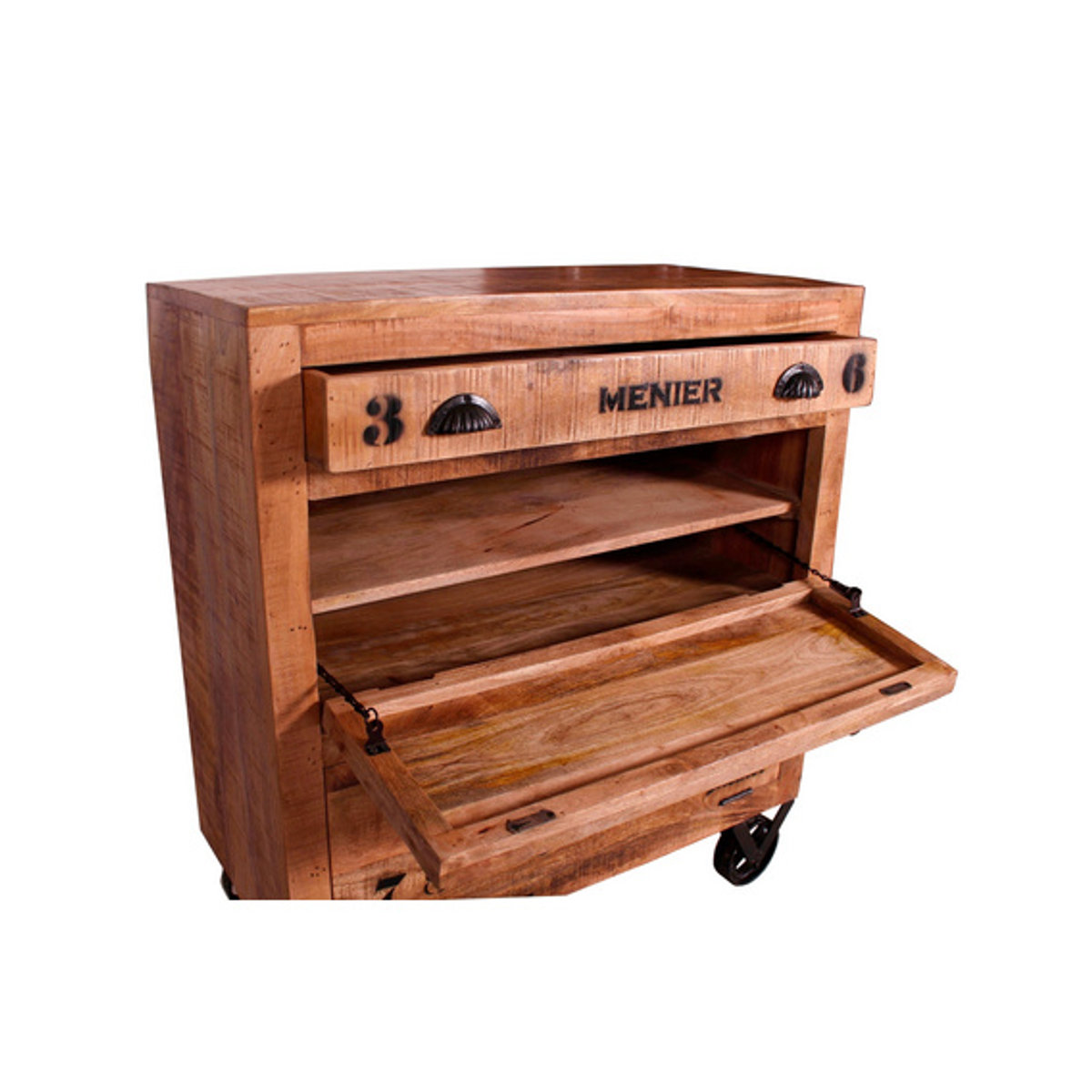SIT Schuhschrank RUSTIC aus Mangoholz und Metall in Braun und Schwarz im Industrial Design mit 2 Drehtüren, B/T/H: 85 x 40 x 90 cm - Bild 4