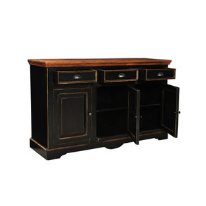 SIT Sideboard CORSICA in Schwarz/Honig aus Mangoholz und MDF im Landhausstil, B/H/T: 150 x 67 x 90 cm