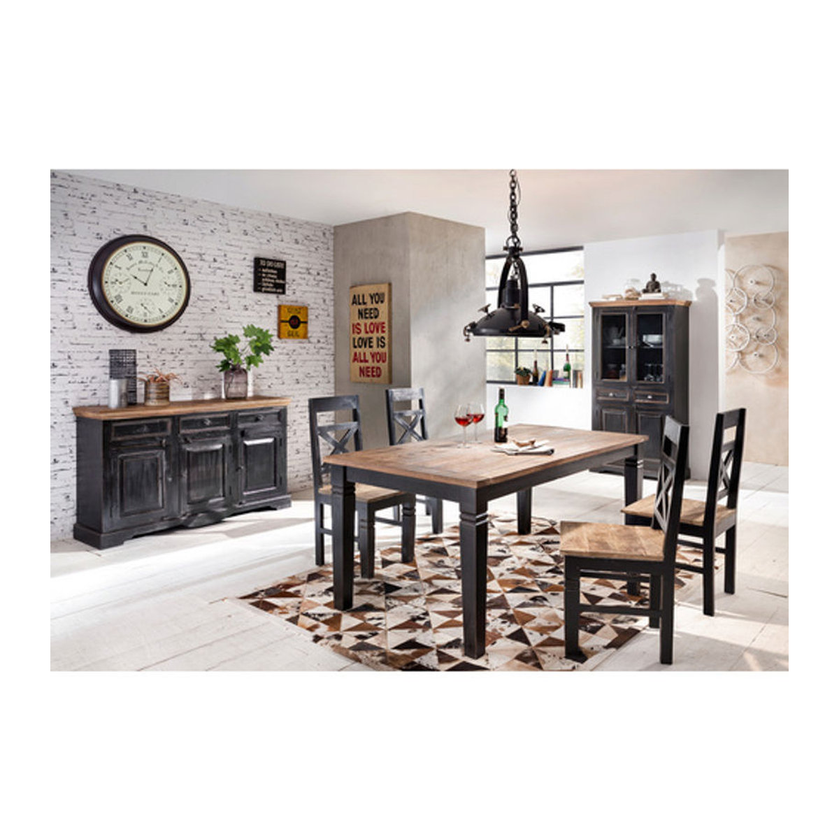 SIT Sideboard CORSICA in Schwarz/Honig aus Mangoholz und MDF im Landhausstil, B/H/T: 150 x 67 x 90 cm - Bild 4