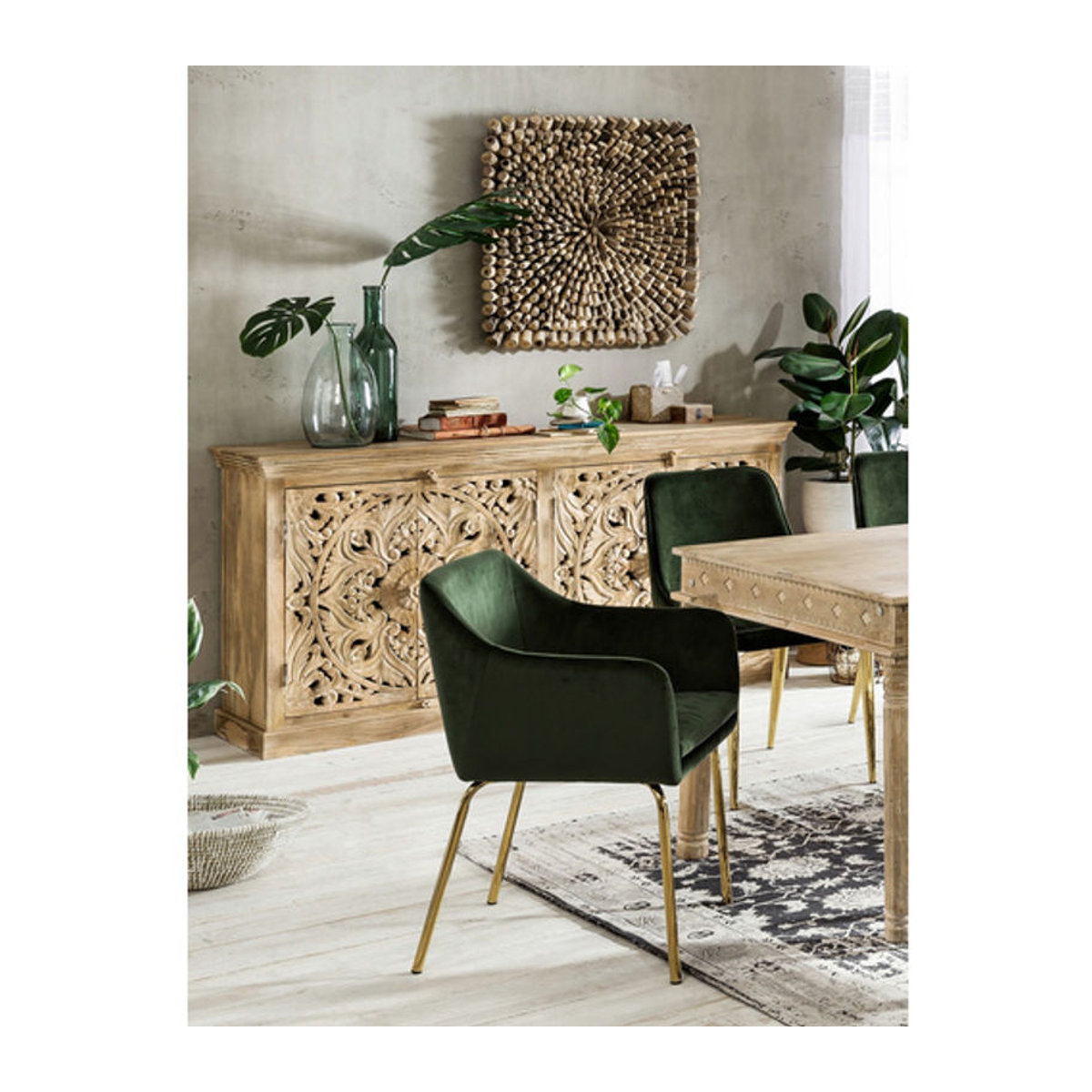 SIT Sideboard LAKADEE aus Mangoholz in Natur und Beige, Bohemian Stil, B: 180 cm, H: 90 cm, T: 65 cm - Bild 2