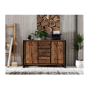 SIT Sideboard NATURAL EDGE im Industrial Design aus Akazienholz und Metall, Farbe: Beige/Natur/Schwarz, B/H/T: 140 x 90 x 40 cm