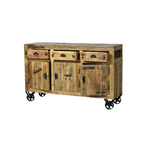SIT Sideboard RUSTIC in Natur und Beige aus Mangoholz und Metall im Industrial Design B: 140 cm, H: 86 cm, T: 37,5 cm