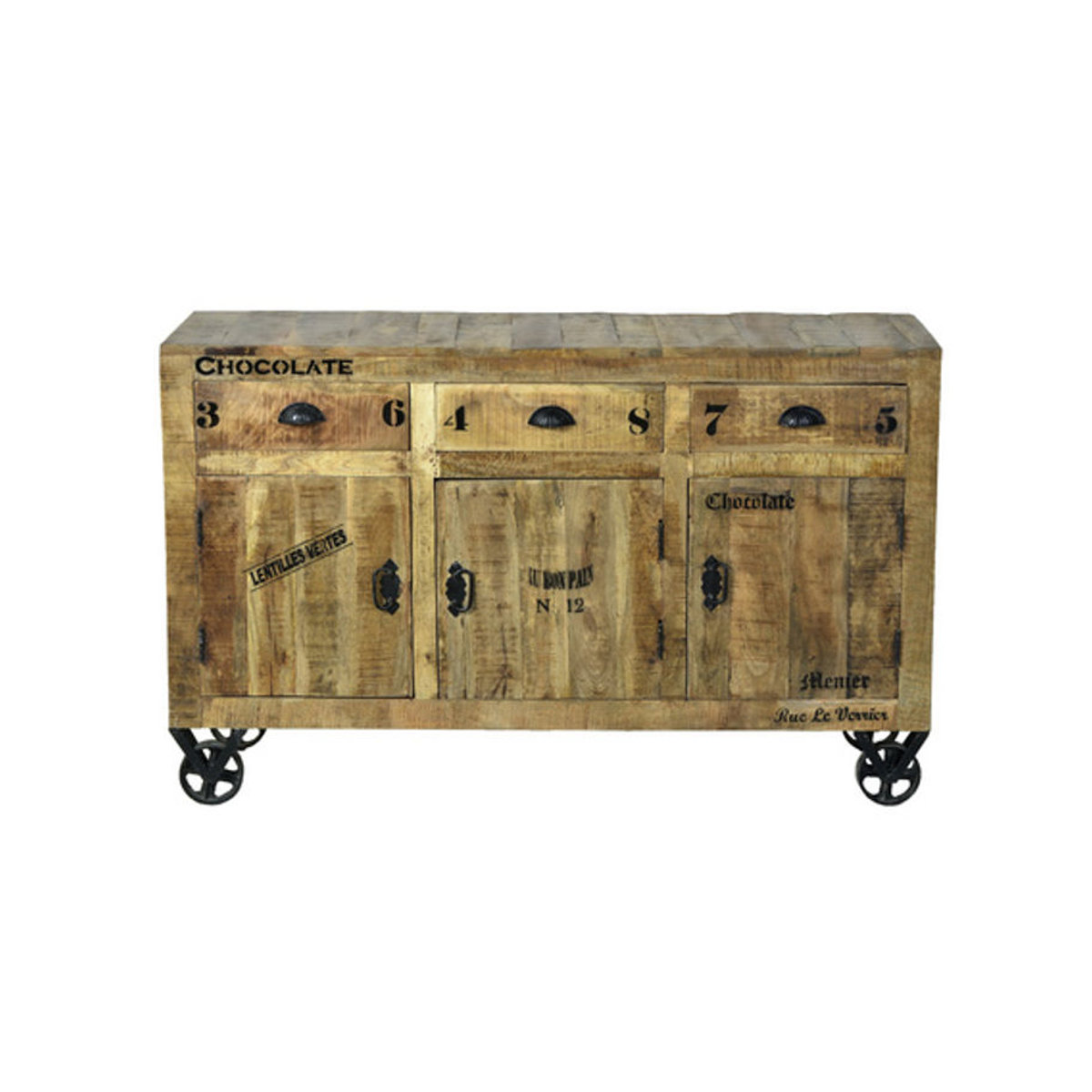 SIT Sideboard RUSTIC in Natur und Beige aus Mangoholz und Metall im Industrial Design B: 140 cm, H: 86 cm, T: 37,5 cm - Bild 2