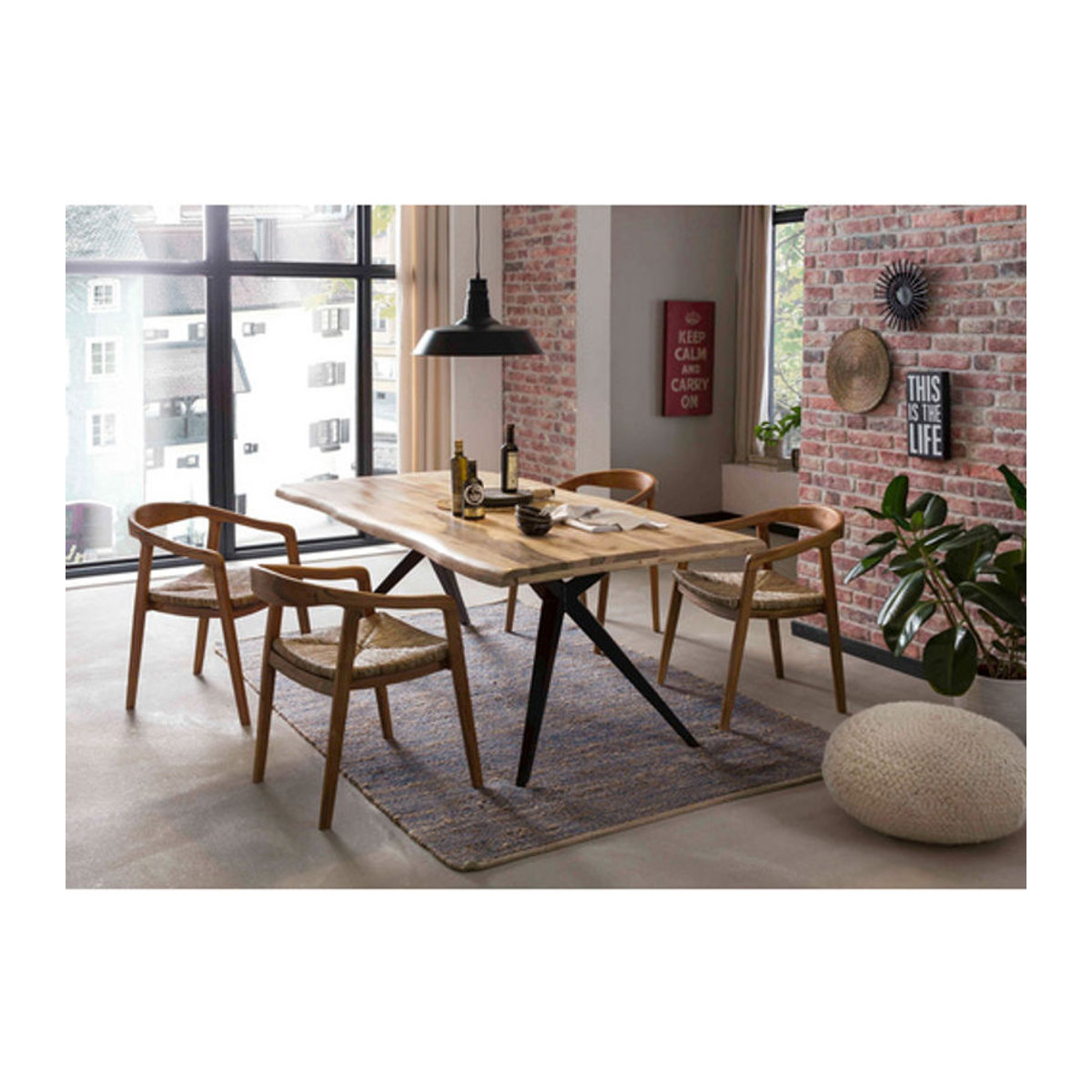 SIT Tisch TABLES & CO im Industrial Design aus Holz und Metall, Farbe: Braun, H x T: 78 x 100 cm - Bild 3