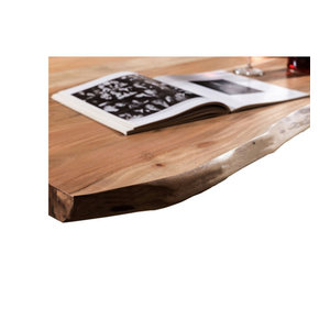 SIT Tisch TABLES & CO in Industrial Design aus Akazie Holz und Metall, Braun, H x T: 80,5 x 100 cm