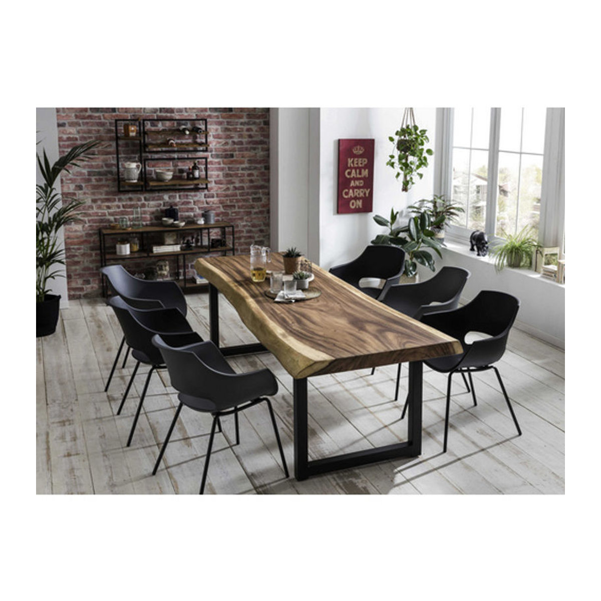 SIT Wandregal PANAMA im Industrial Design mit 2 Fachböden aus Holz und Metall in Braun - Bild 1
