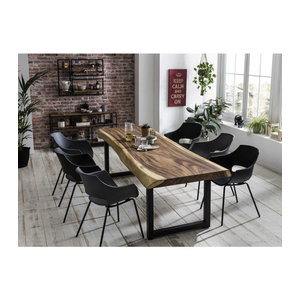 SIT Wandregal PANAMA im Industrial Design mit 2 Fachböden aus Holz und Metall in Braun
