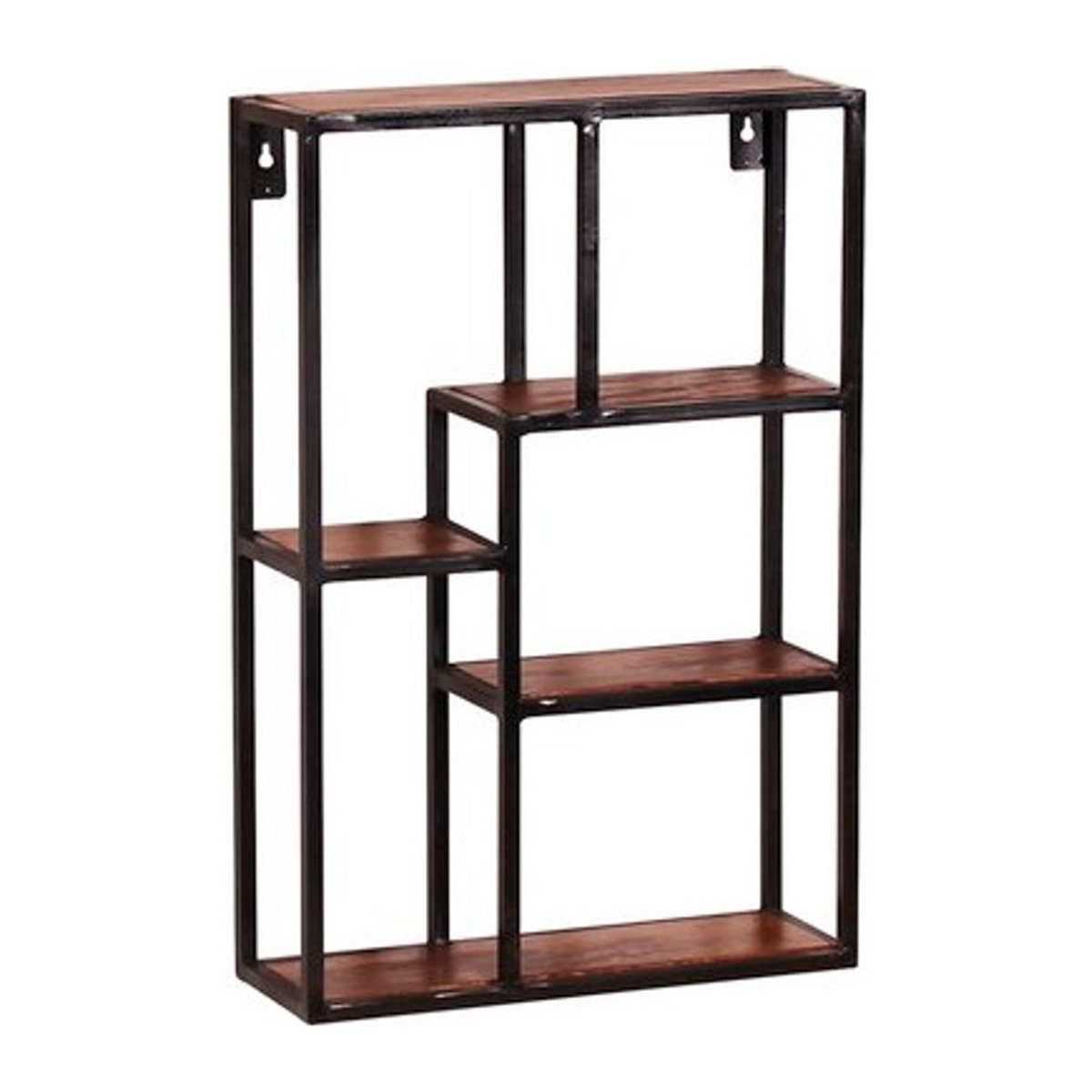 SIT Wandregal PANAMA im Industrial Design mit 4 Fachböden aus Holz und Metall, Farbe: Braun, B: 60 cm, H: 40 cm, T: 13 cm - Bild 1