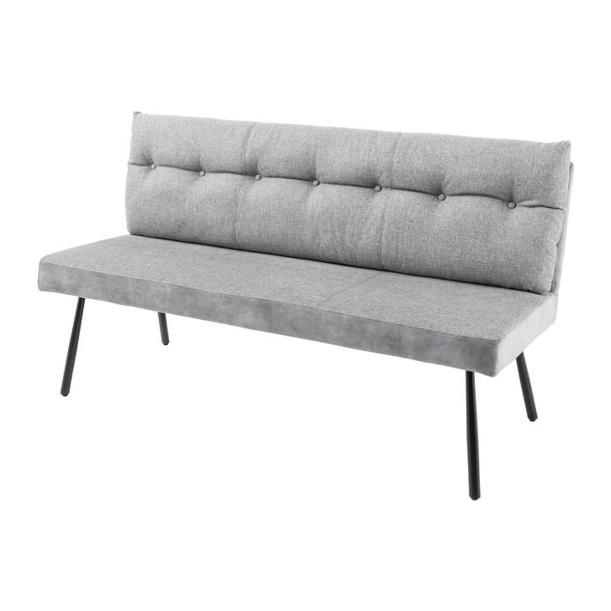 Sitzbank mit Rückenlehne riess-ambiente BIG GEORGE in Grau mit Samt-Strukturstoff und schwarzem Metallgestell, Breite: 160 cm - Bild 1
