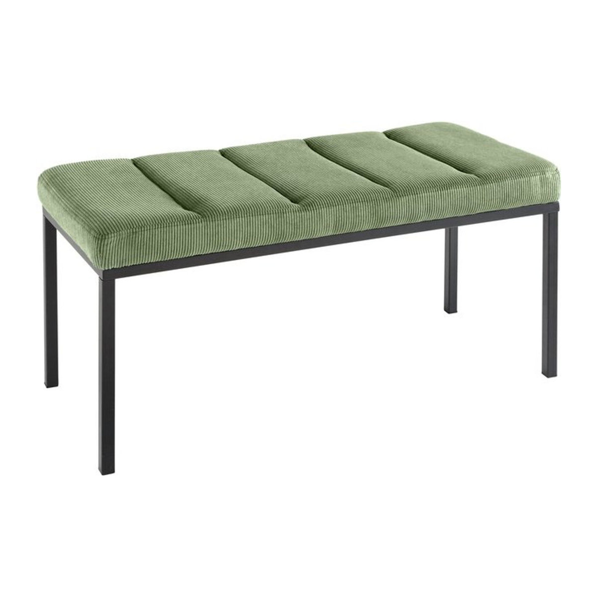 Sitzbank PETIT BEAUTÉ von riess-ambiente in Grün mit Cord-Bezug und schwarzem Metallgestell, Breite: 80 cm - Bild 1
