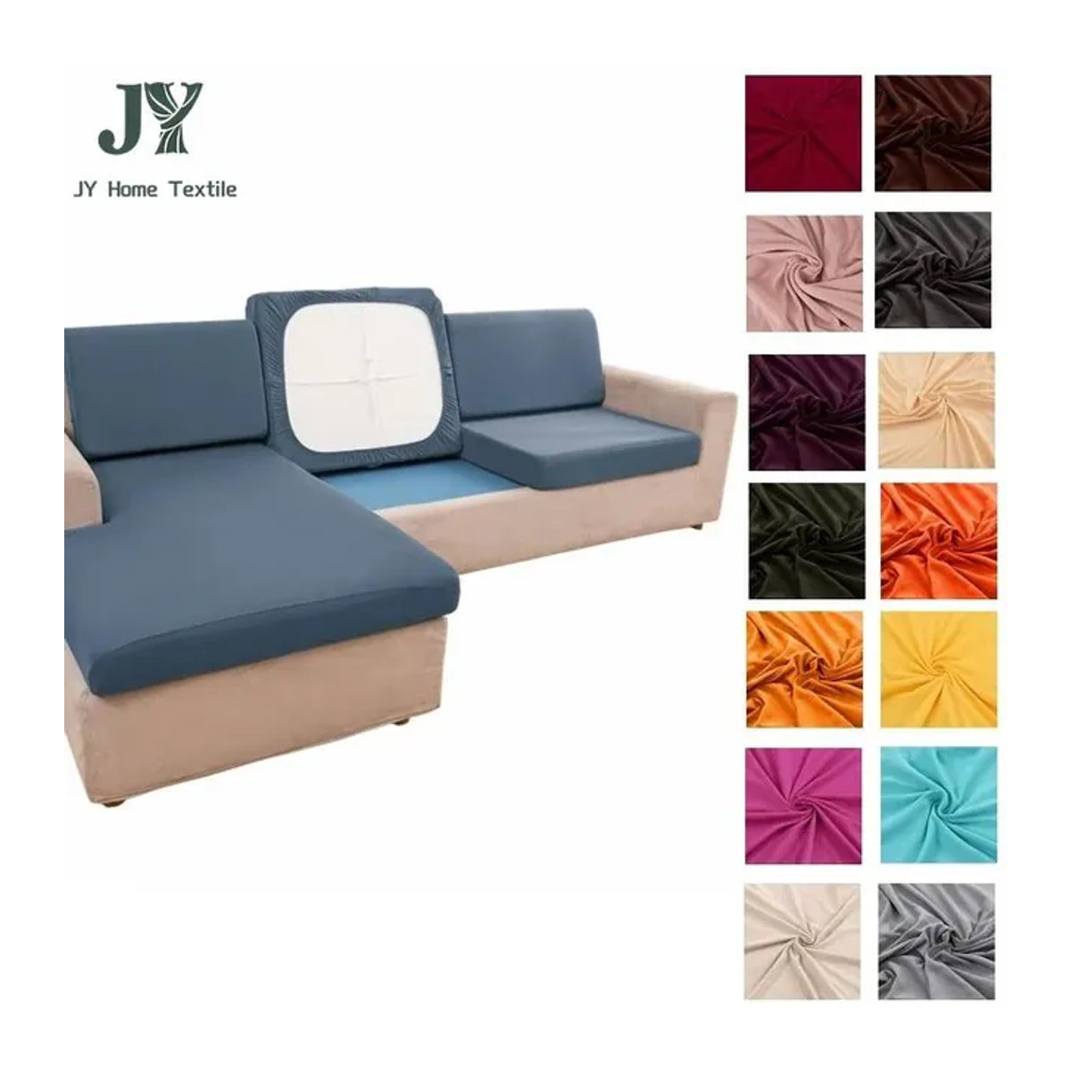Sitzbezug für Sofa aus Seide und Spandex in Blau zum Schutz deiner Couch - Bild 1