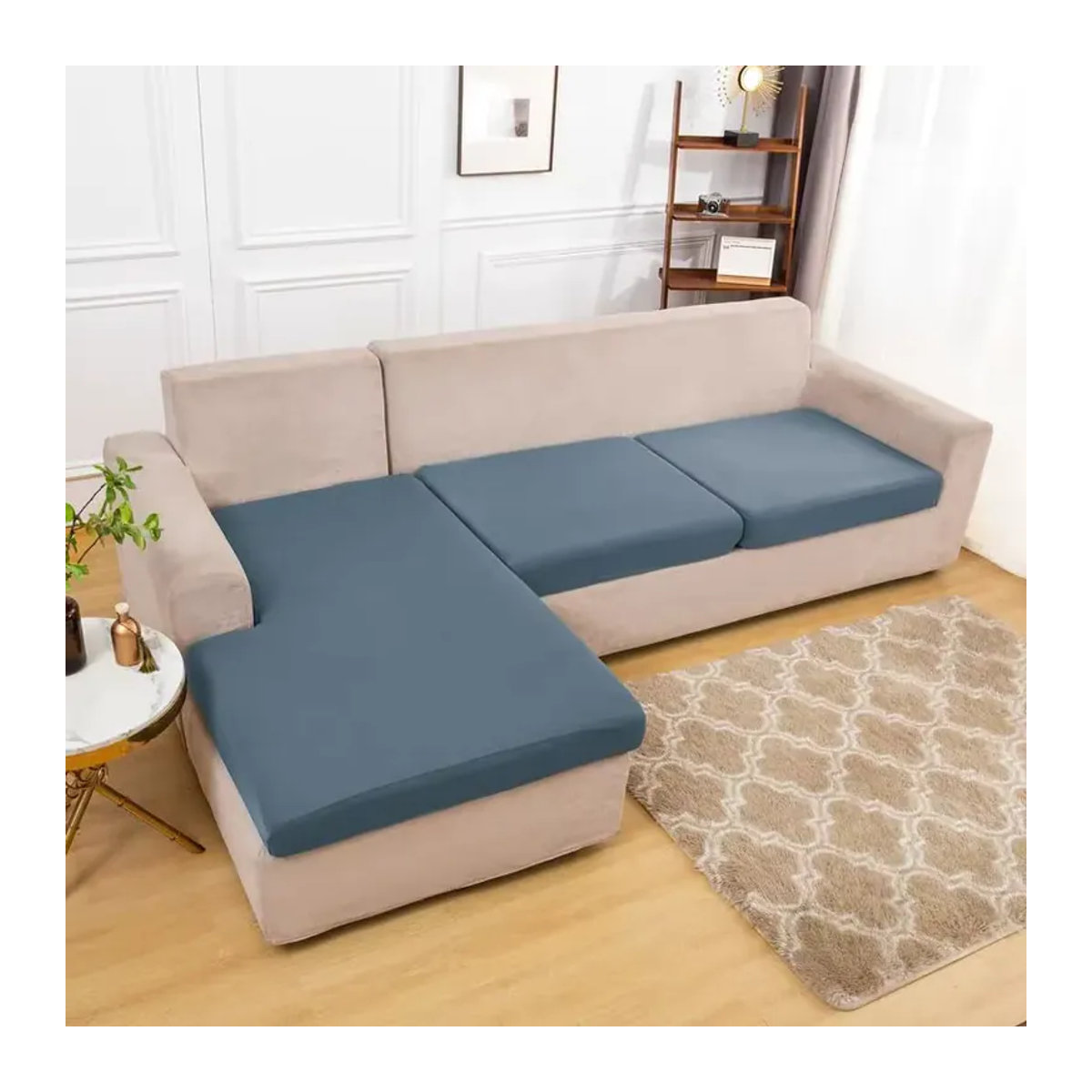 Sitzbezug für Sofa aus Seide und Spandex in Blau zum Schutz deiner Couch - Bild 5